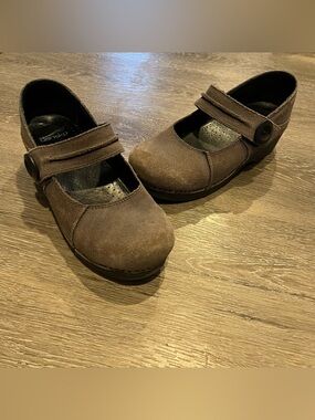 Dansko Grey Leather Suede Mary Jane Clogs Women’s Size 39